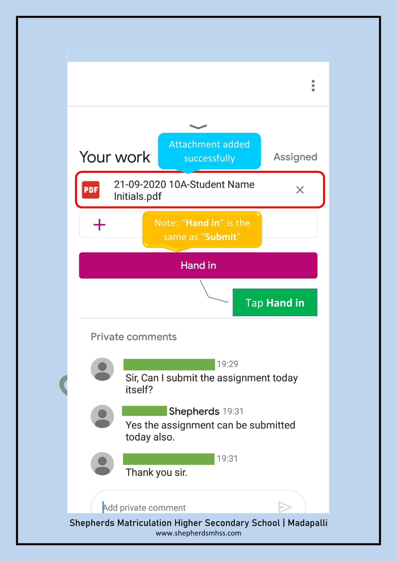 How to Hand In assignment in Google Classroom Android App