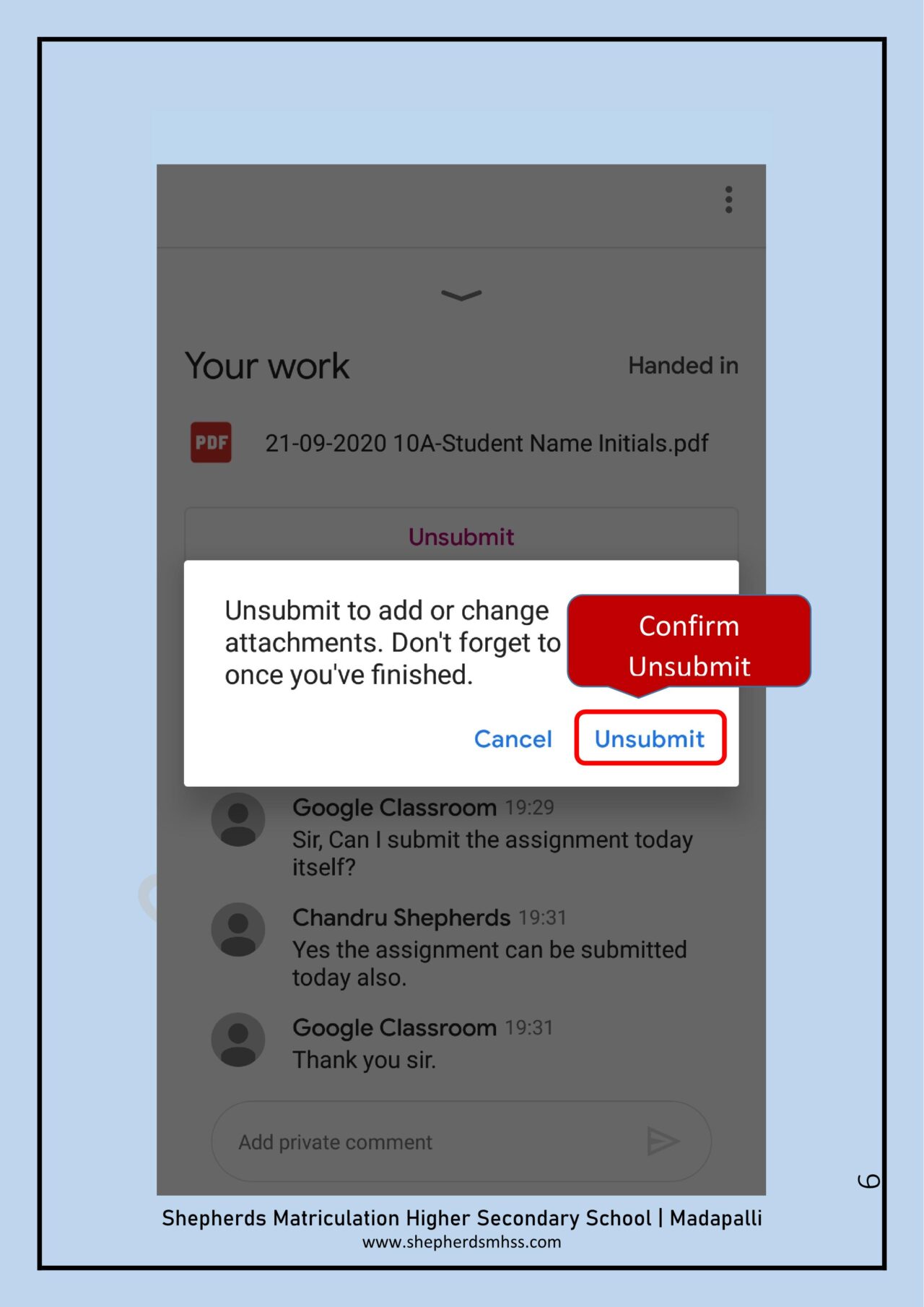 google classroom unsubmit assignment